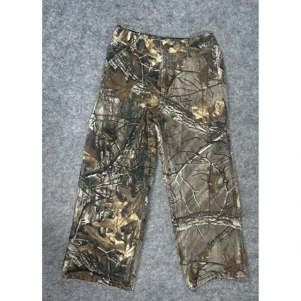 Carhartt Youth Realtree Camo Canvas Carpenter Pants Size 8 Adjustable Waist